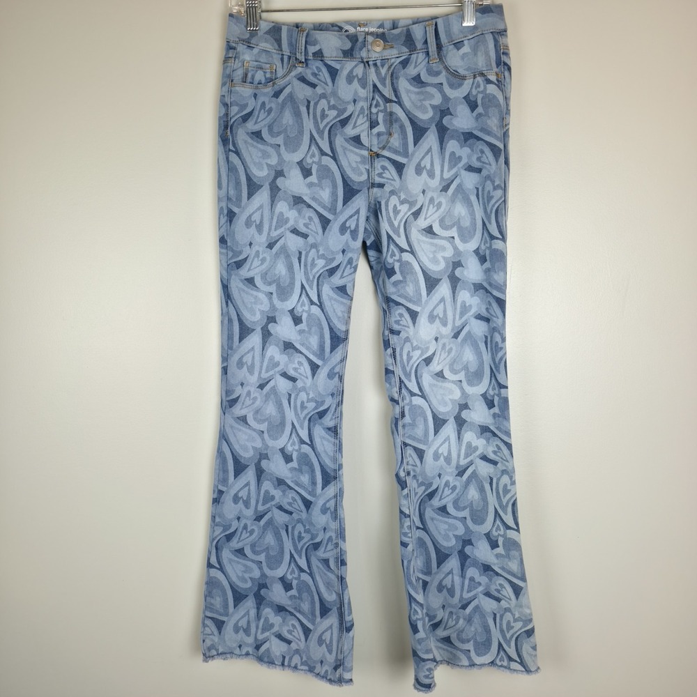Wonder Nation Girls Fashion Flare Blue Heart Jeggings Size XXL (18).A218